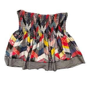 Lucky in Love Mix N' Patch Novelty Smocked Multicolor Skort Skirt Tennis, M